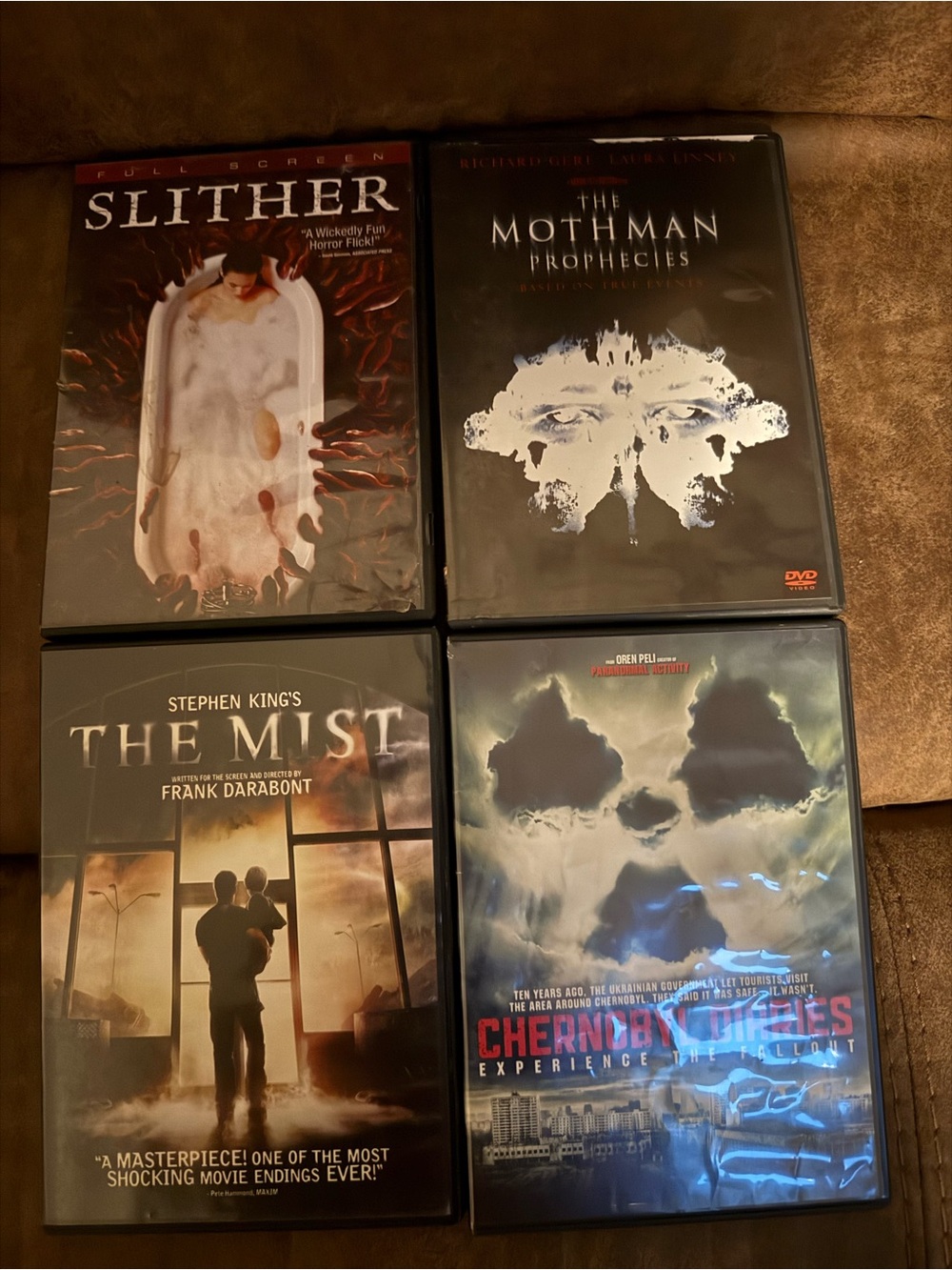 Slither, The Mist, Mothman Prophecies, and Chernobyl Diaries DVDs